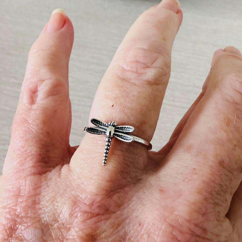 Sterling Silver Dainty Dragonfly Ring - Picture 2 of 7